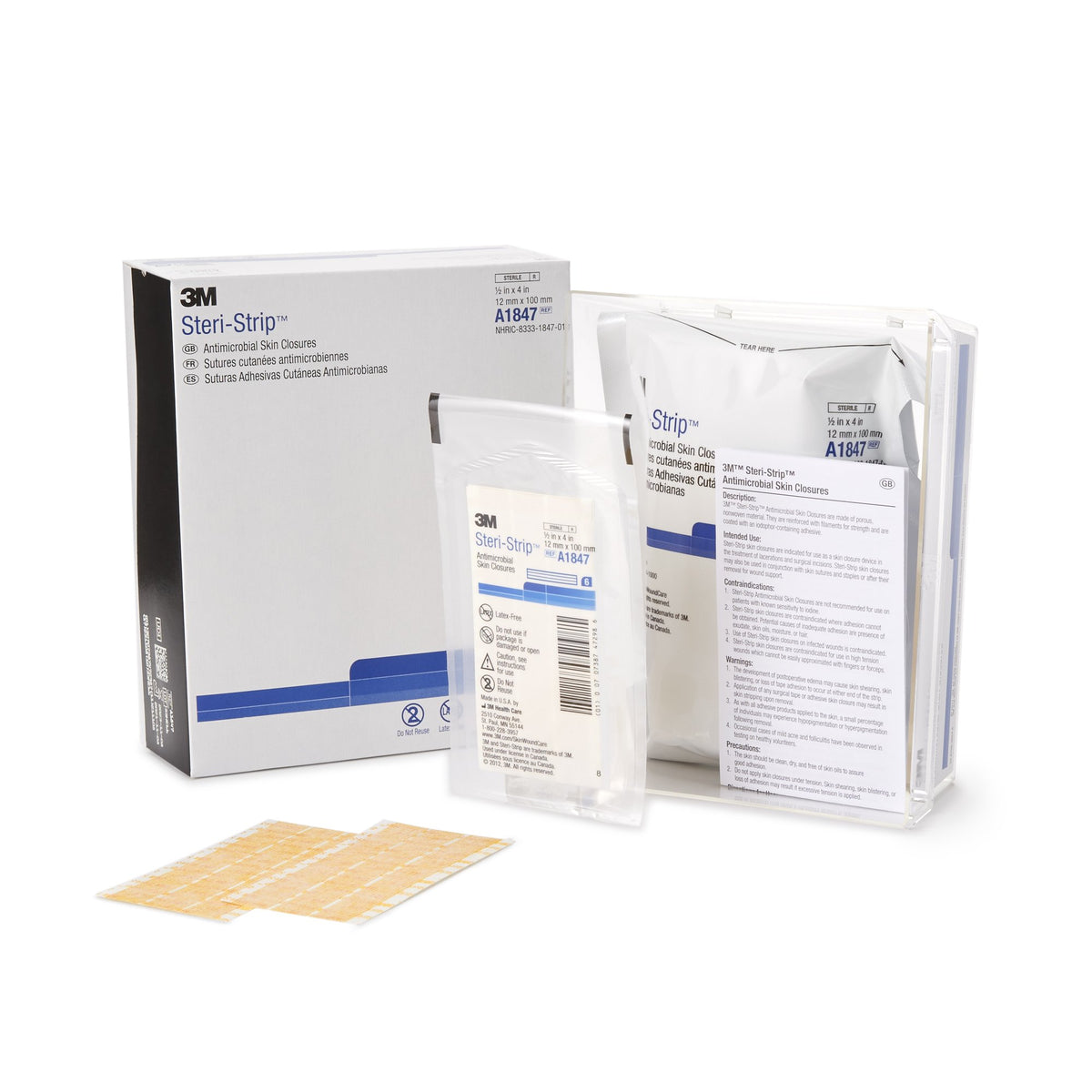 3M Steri-Strip Antimicrobial Skin Closure Strip-Antimicrobial Skin Closure Strip Steri-Strip Antimicrobial 1/2 X 4 Inch Nonwoven Material Reinforced Strip Tan