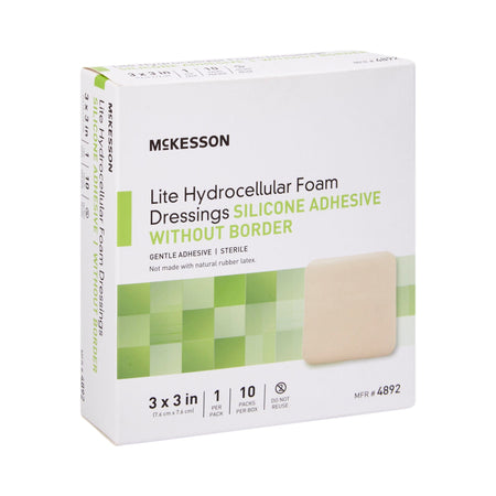 McKesson Lite Hydrocellular Foam Dressing w/ Silicone Adhesive w/o Border, 3 x 3 - Wound Care>Advanced Wound Care>Foam Dre...