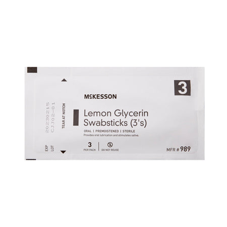 McKesson Oral Swabstick, Lemon Glycerin, Sterile-Lemon Glycerin Swabstick McKesson Rayon Tip 3 per Pack