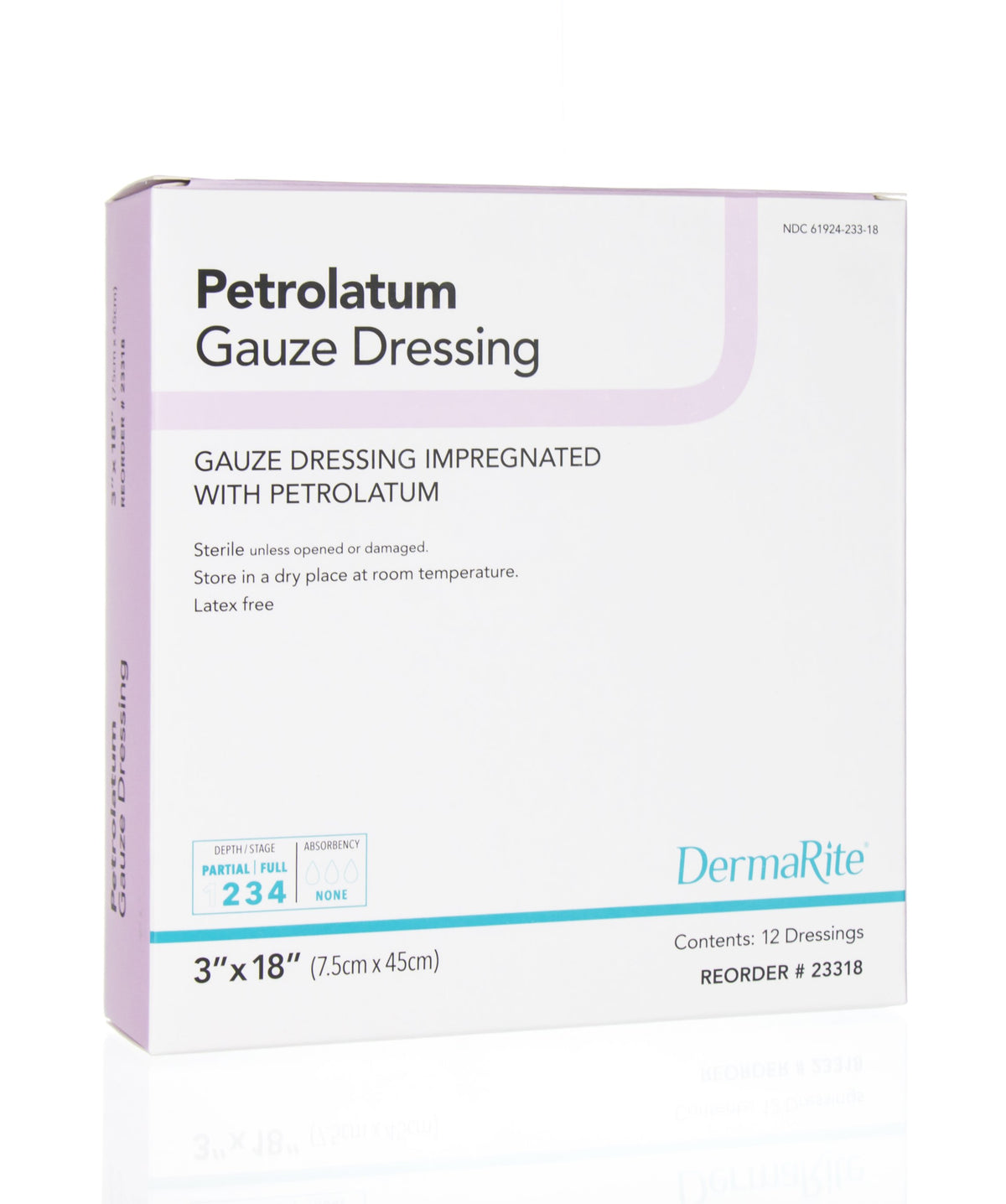 DermaRite Petrolatum Impregnated Dressing, 3 x 18 Inch-Petrolatum Impregnated Dressing DermaRite Strip 3 X 18 Inch Sterile
