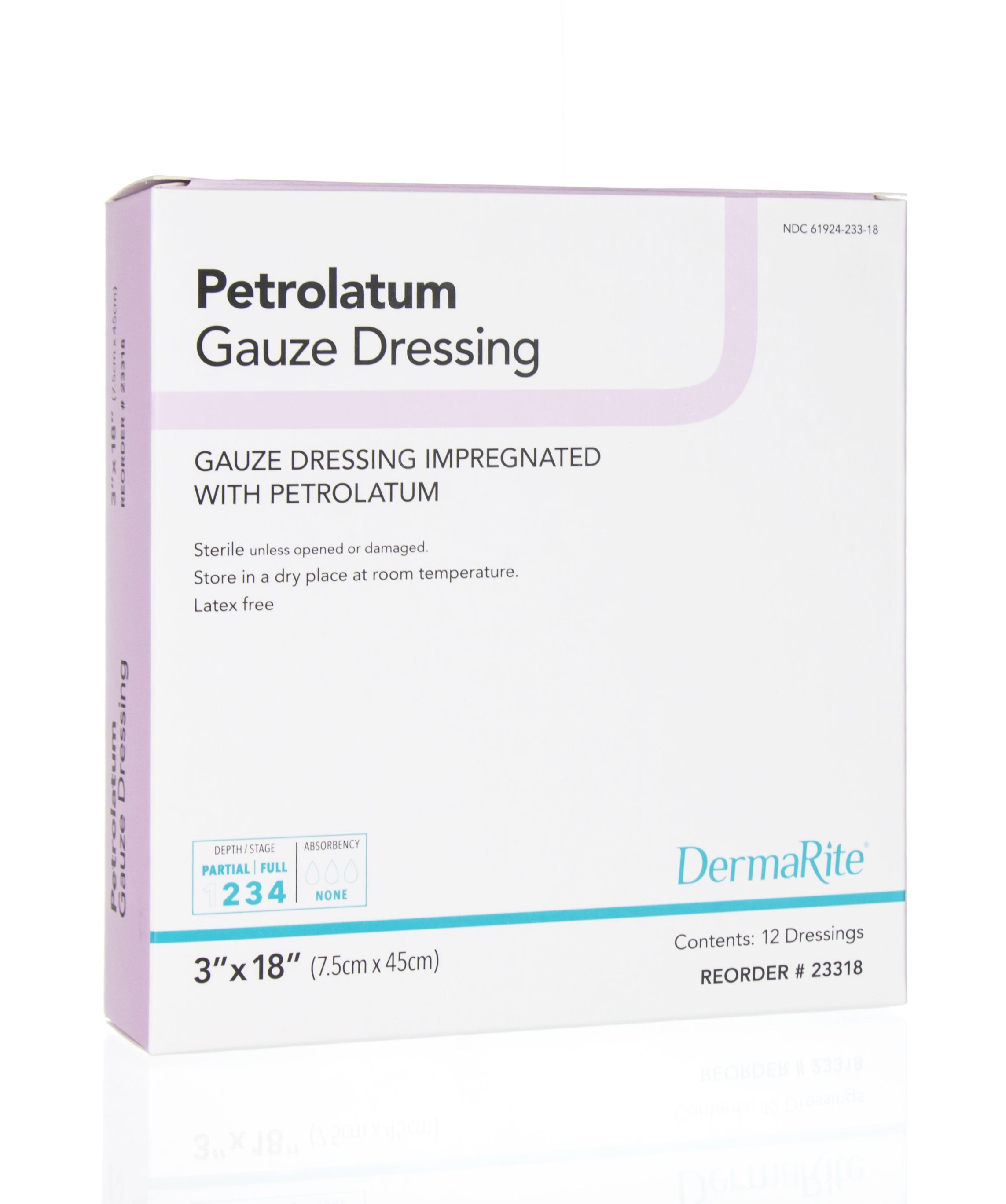 DermaRite Petrolatum Impregnated Dressing, 3 x 18 Inch-Petrolatum Impregnated Dressing DermaRite Strip 3 X 18 Inch Sterile