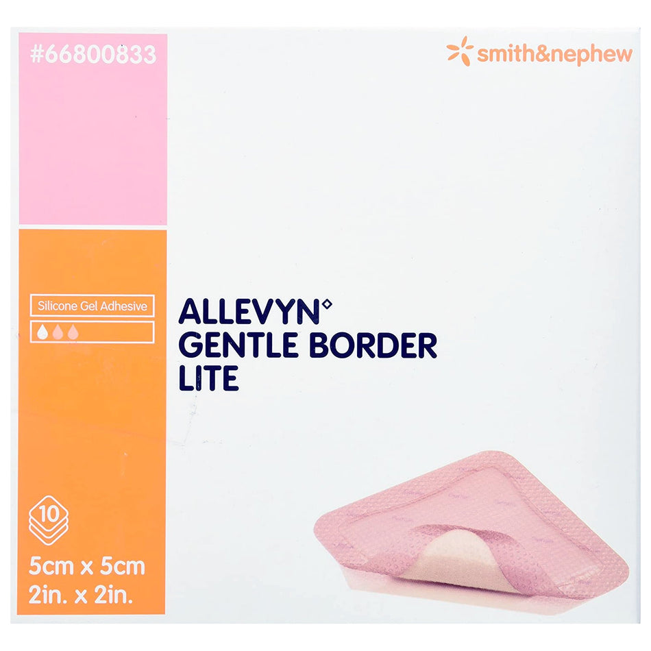 Allevyn� Gentle Border Lite Silicone Gel Adhesive with Border Thin Silicone Foam Dressing, 2 x 2 Inch-Thin Foam Dressing Allevyn Gentle Border Lite 2 X 2 Inch With Border Film Backing Silicone Gel Adhesive Square Sterile