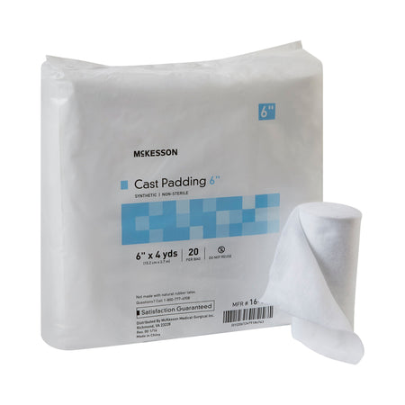 McKesson White Polyester Cast Padding, 6 Inch x 4 Yard-Cast Padding Undercast McKesson 6 Inch X 4 Yard Polyester NonSterile