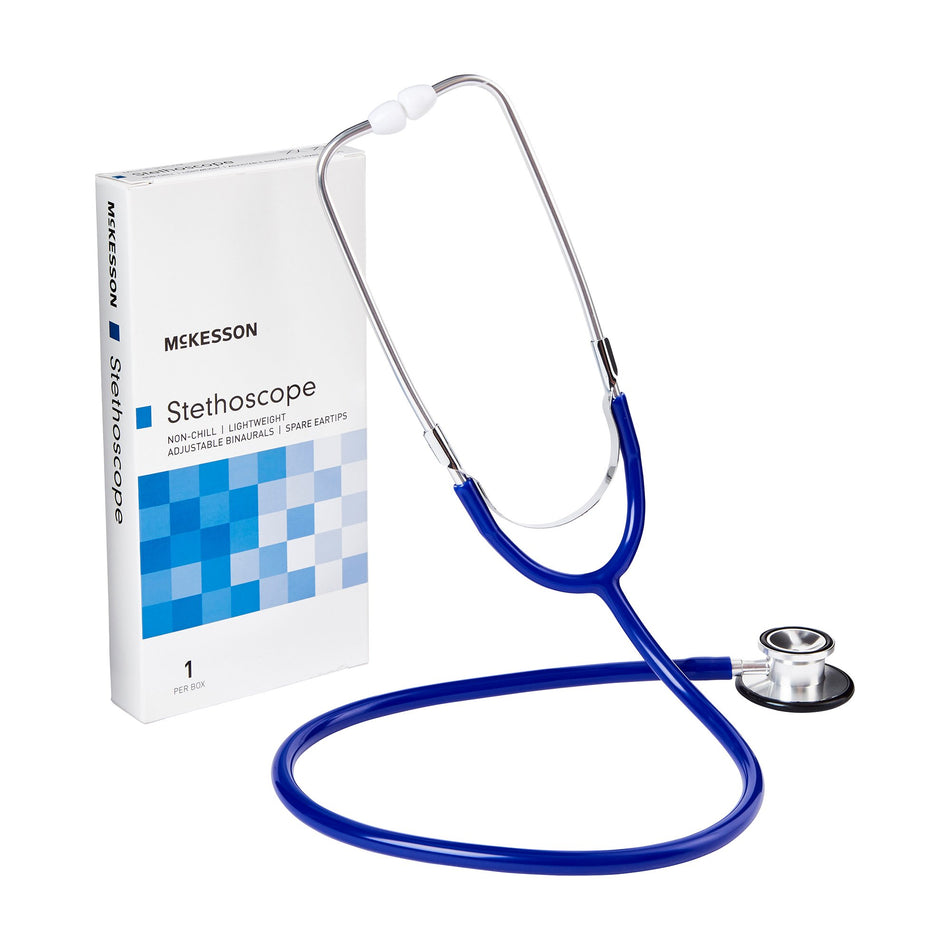 McKesson Classic Stethoscope-General Exam Stethoscope McKesson Royal Blue 1-Tube 22 Inch Tube Double Sided Chestpiece