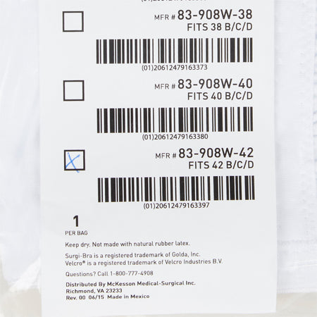 McKesson Surgi-Bra II, 42 Inch, White-Post-Surgical Bra McKesson White 42 Inch