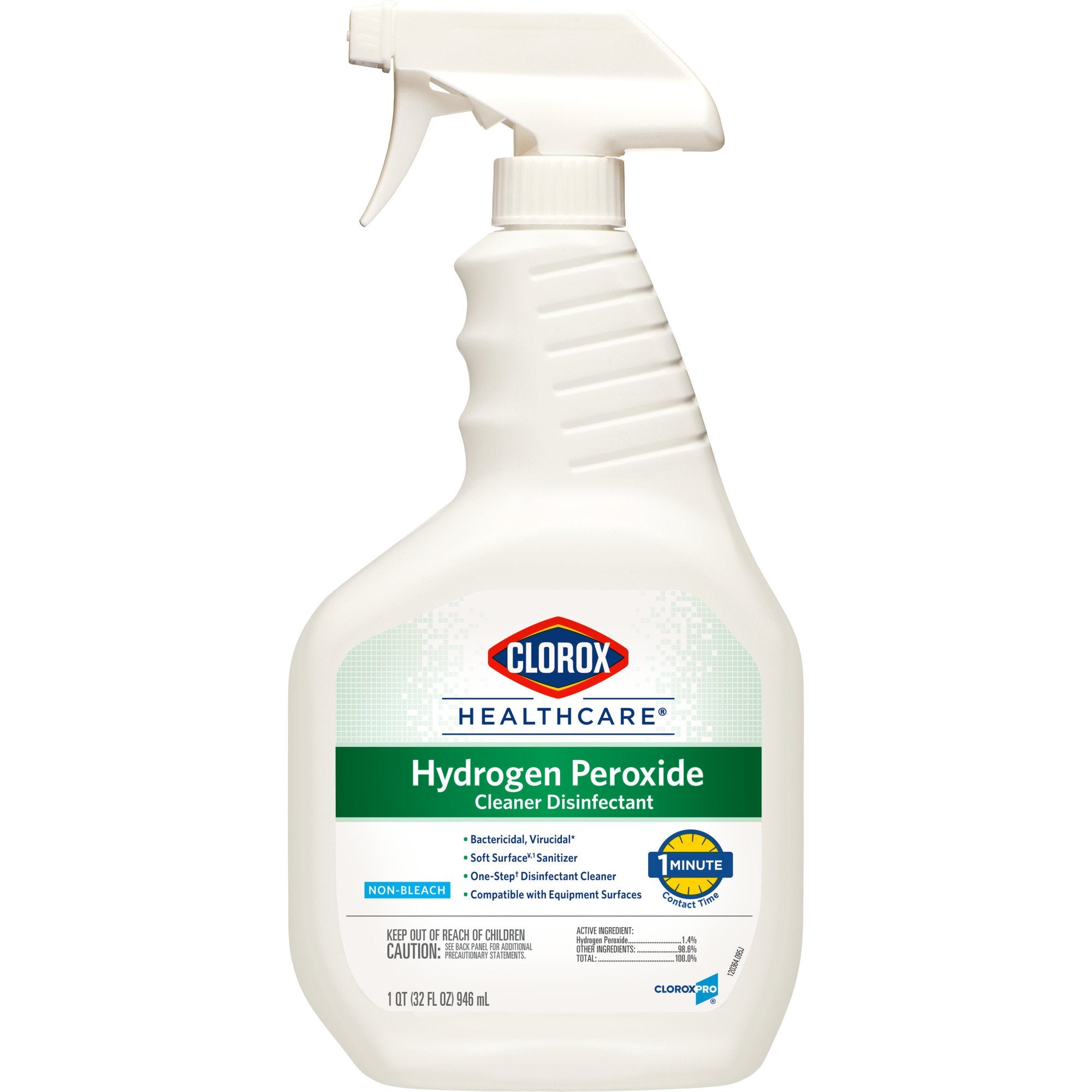Clorox Healthcare Hydrogen Peroxide Cleaner Disinfectant, Spray Bottle, 32 oz.-Clorox Healthcare Surface Disinfectant Cleaner Premoistened Hydrogen Peroxide Based Pump Spray Liquid 32 oz. Bottle Unscented NonSterile