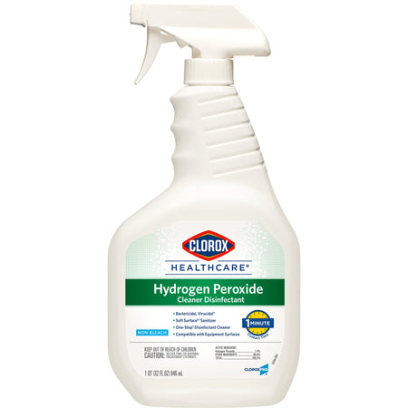 Clorox Healthcare Hydrogen Peroxide Cleaner Disinfectant, Spray Bottle, 32 oz.-Clorox Healthcare Surface Disinfectant Cleaner Premoistened Hydrogen Peroxide Based Pump Spray Liquid 32 oz. Bottle Unscented NonSterile