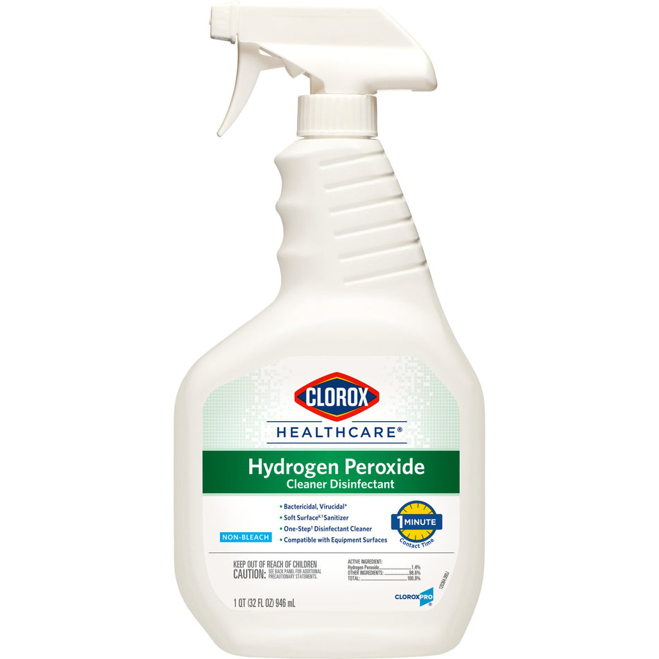 Clorox Healthcare Hydrogen Peroxide Cleaner Disinfectant, Spray Bottle, 32 oz.-Clorox Healthcare Surface Disinfectant Cleaner Premoistened Hydrogen Peroxide Based Pump Spray Liquid 32 oz. Bottle Unscented NonSterile