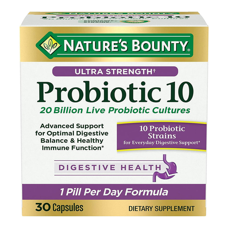 Nature's Bounty Ultra Strength Probiotic 10 Capsules-Probiotic Dietary Supplement Nature's Bounty Ultra Strength Probiotic 10 30 per Bottle Capsule