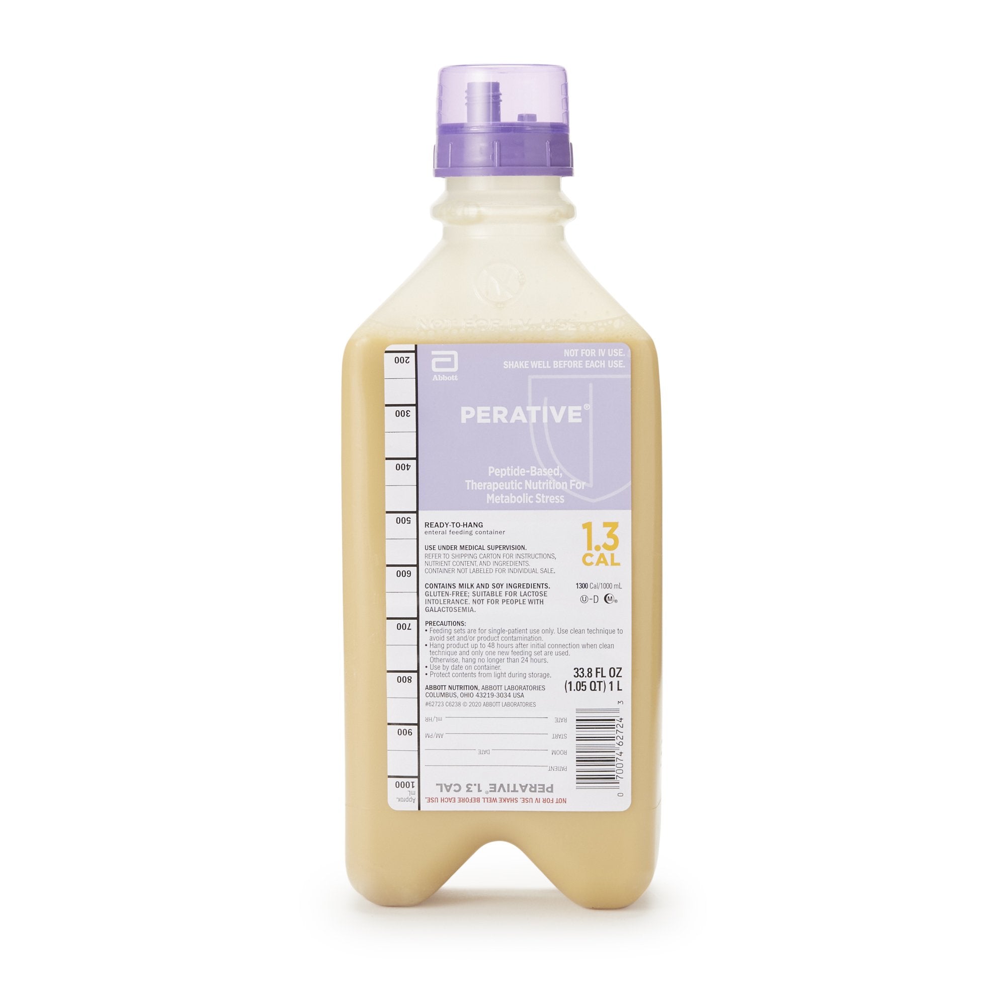 Perative Tube Feeding Formula, 33.8 oz. Ready to Hang Container-Tube Feeding Formula Perative 1.3 Cal Unflavored Liquid 33.8 oz. Bottle