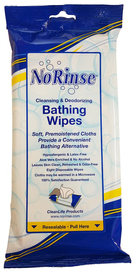 No Rinse Bath Wipe-Rinse-Free Bath Wipe No Rinse Soft Pack Scented 8 Count