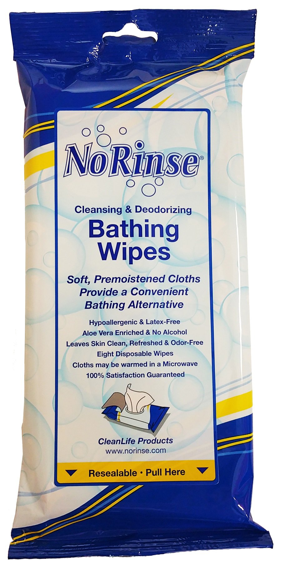 No Rinse Bath Wipe-Rinse-Free Bath Wipe No Rinse Soft Pack Scented 8 Count
