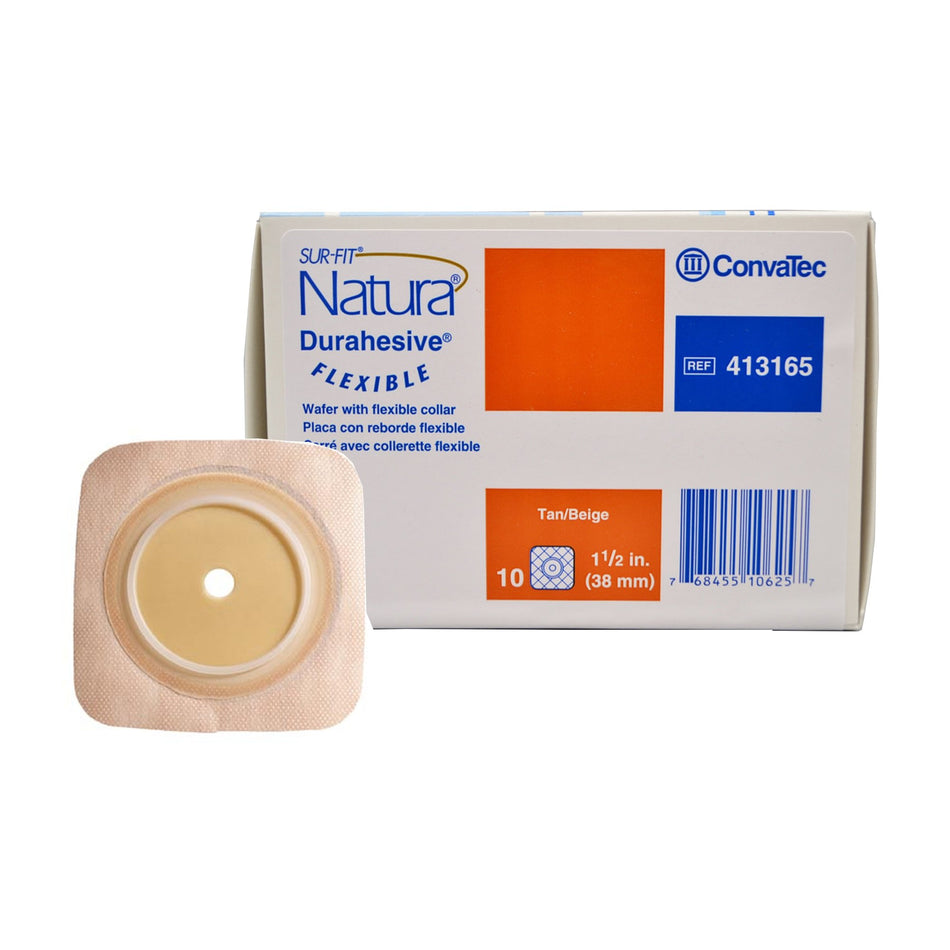 Sur-Fit Natura� Durahesive� Ostomy Barrier-"Ostomy Barrier Sur-Fit Natura� Durahesive� Trim to Fit, Extended Wear Adhesive Tape Borders 38 mm Flange Sur-Fit� Natura� System 4 X 4 Inch"