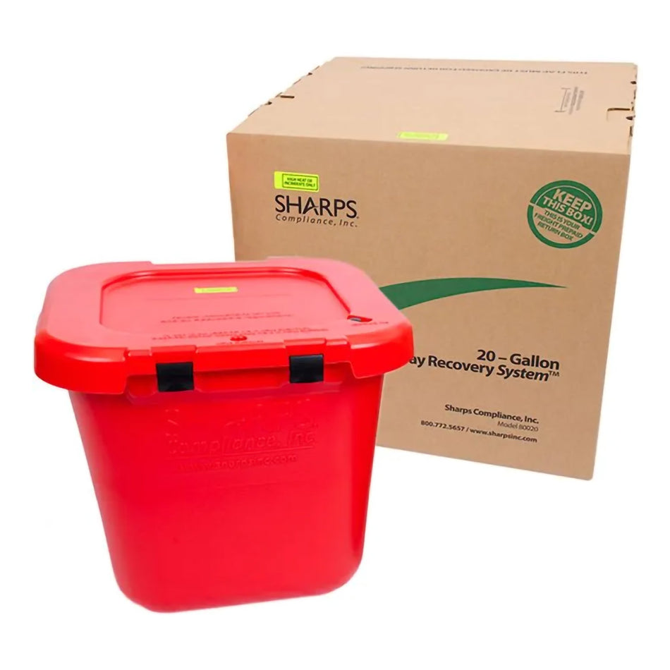 TakeAway Recovery System Mailback Chemotherapy Container, 20 Gallon, 21.25 x 21.5 x 18.5 Inch-Mailback Chemotherapy Container TakeAway Recovery System Red Base 21-1/2 L X 21-1/4 W X 18-1/2 H Inch Horizontal Entry 20 Gallon