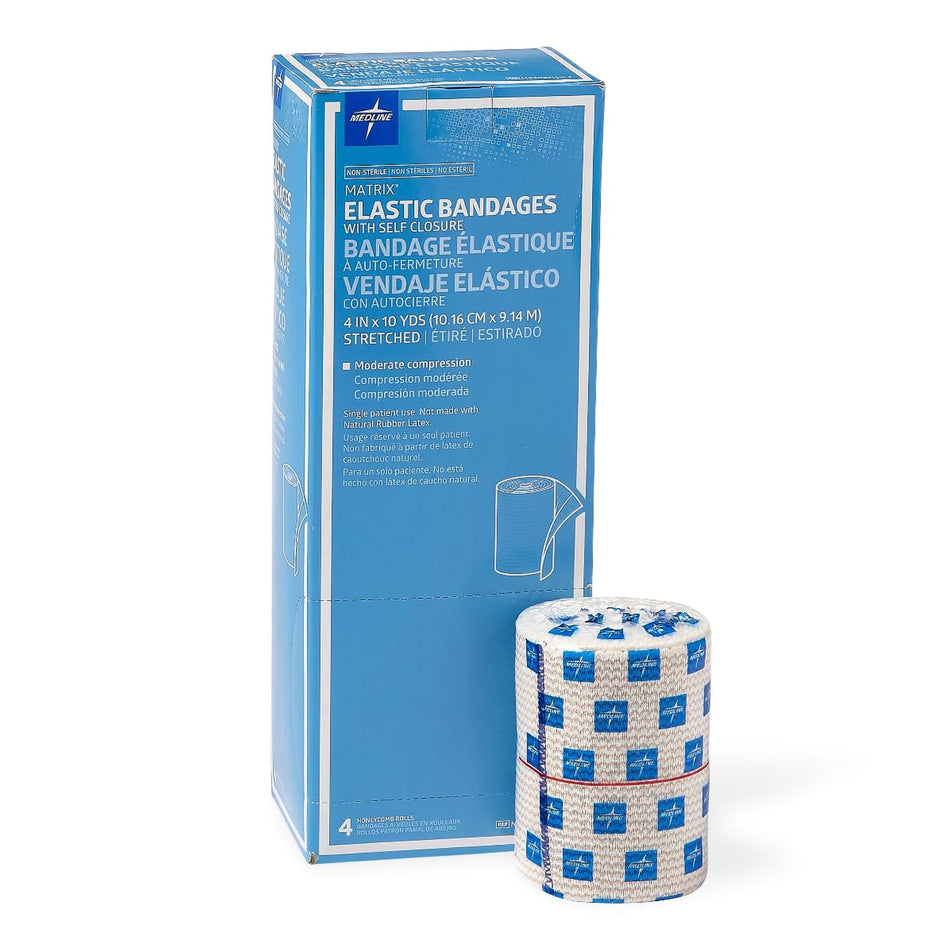 Hook and Loop Closure Compression Bandage, 4 Inch x 10 Yard-Compression Bandage 4 Inch X 10 Yard Hook and Loop Closure Tan NonSterile Standard Compression