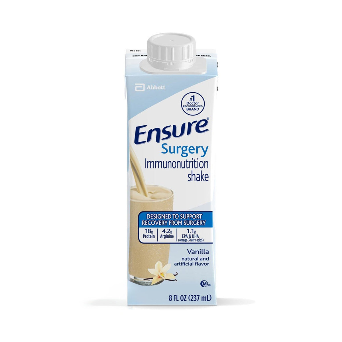 Oral Supplement Ensure® Pre-Surgery Clear Carbohydrate Drink / Ensure® Surgery Immunonutrition Shake Strawberry / Vanilla Flavor Liquid 8 oz. / 10 oz. Bottle / Carton