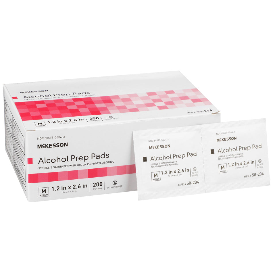 McKesson Alcohol Prep Pad, Isopropyl Alcohol, 70%, Medium-Alcohol Prep Pad McKesson 70% Strength Isopropyl Alcohol Individual Packet Medium Sterile