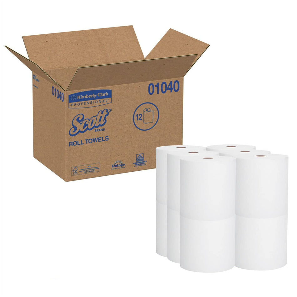 Scott Paper Towel, Hardwound Roll, 8" x 800'-Paper Towel Scott Essential Hardwound Roll 8 Inch X 800 Foot