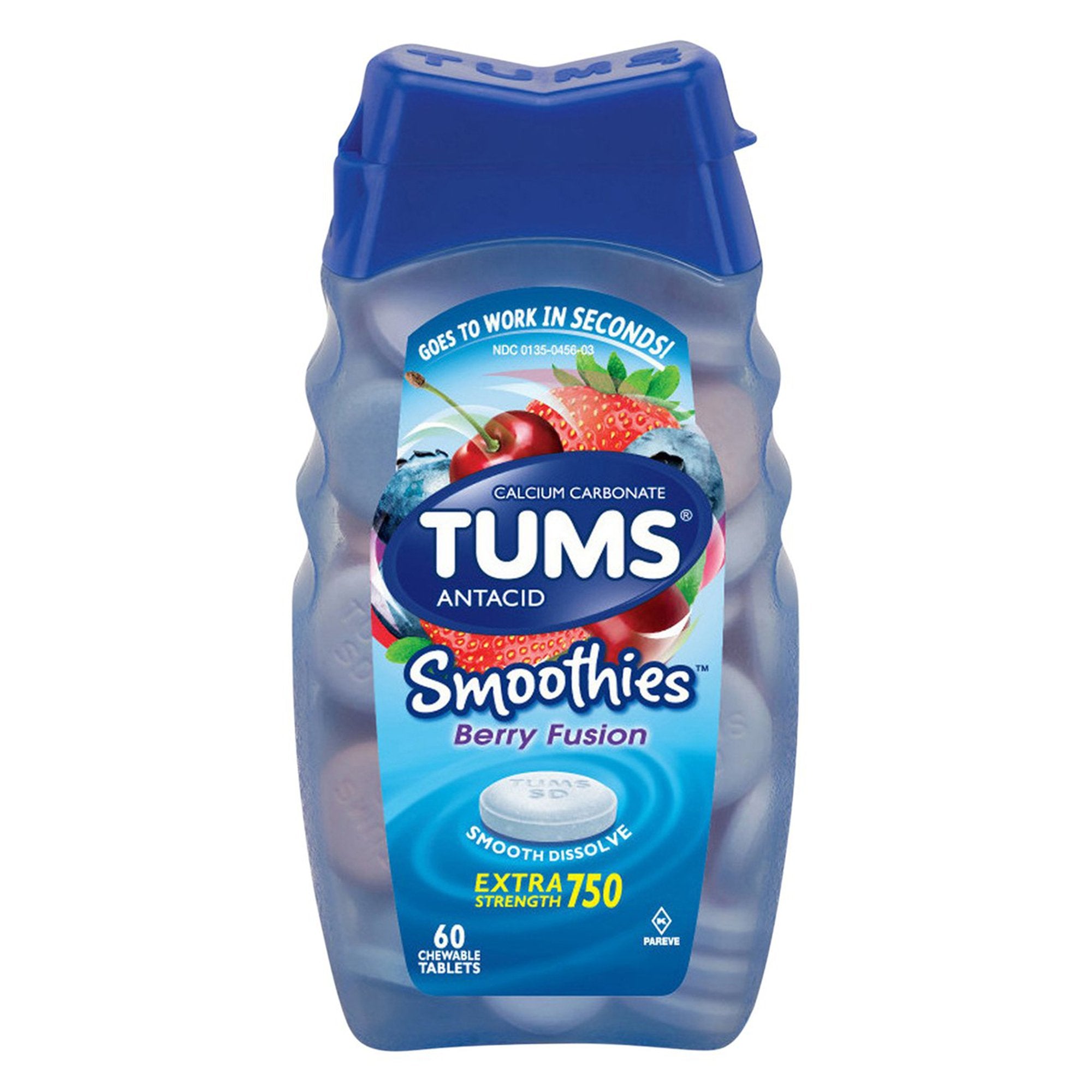 Tums Extra Strength 750 Antacid Smoothies, Assorted Berries-Antacid