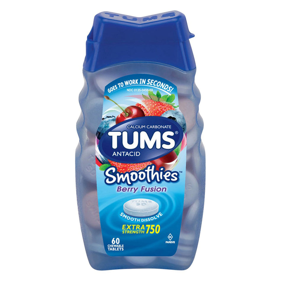 Tums Extra Strength 750 Antacid Smoothies, Assorted Berries-Antacid