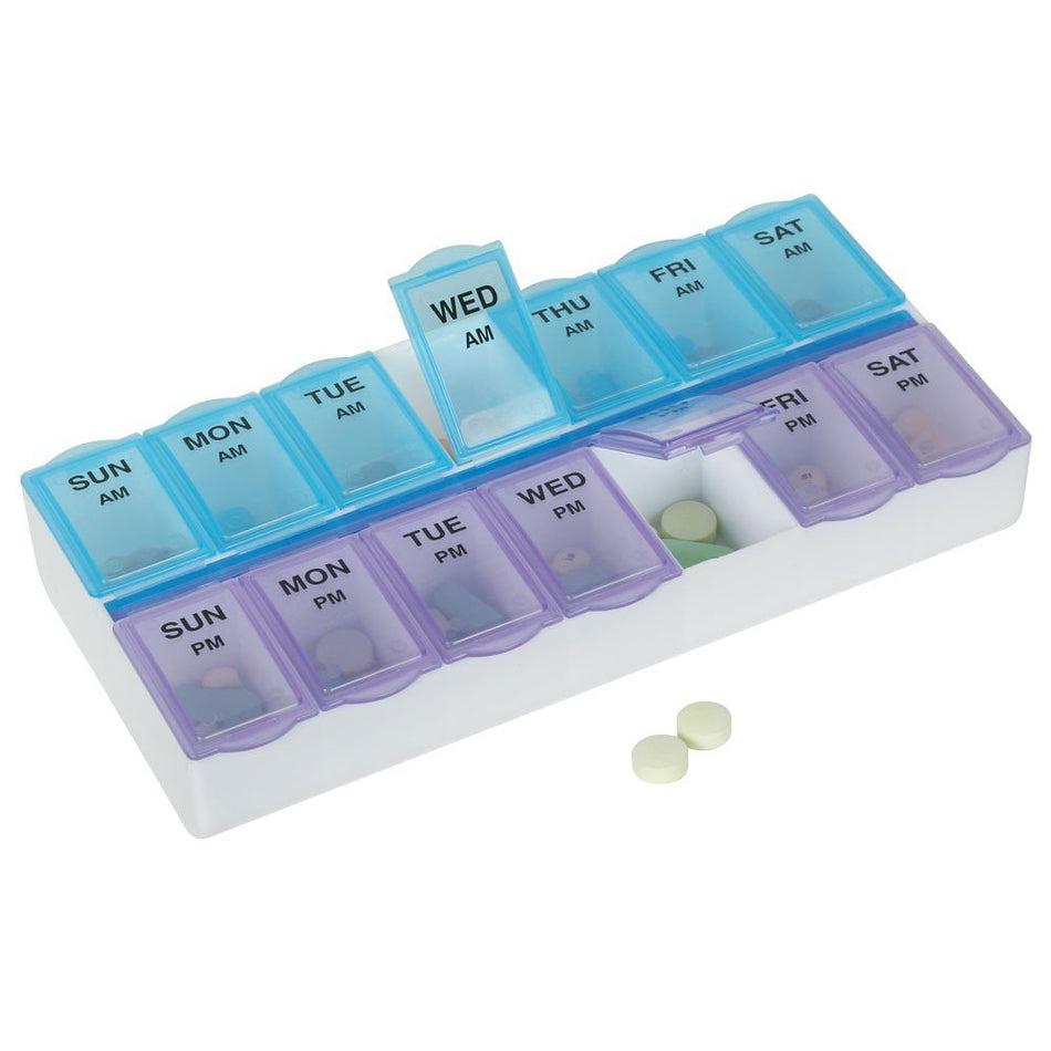 Ezy Dose Pill Organizer, 5/8 x 1-1/4 x 7-1/4 Inch-Pill Organizer 7 Day 2 Dose