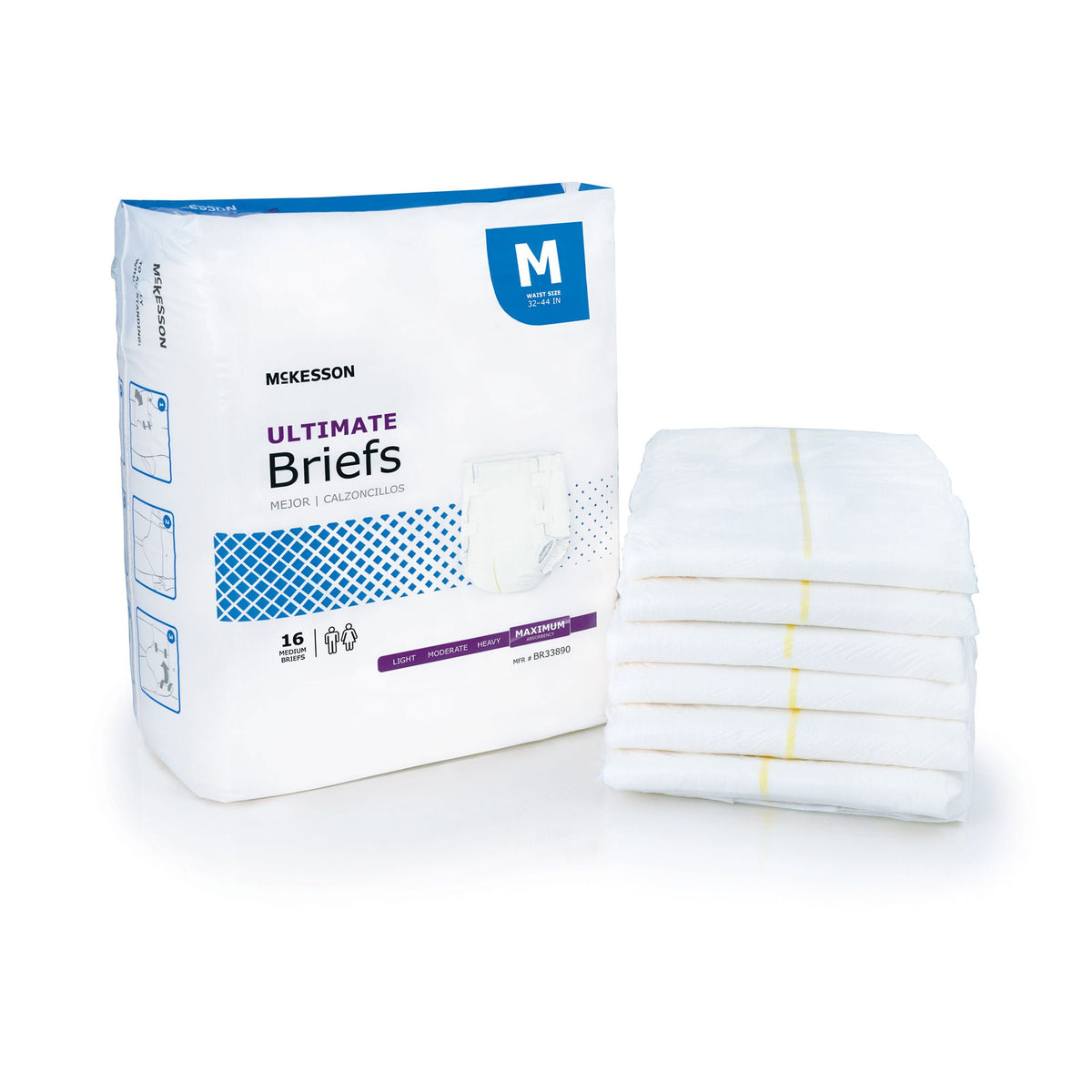 McKesson Ultimate Heavy Absorbency Incontinence Brief, Medium - Incontinence>Adult Briefs and Protective Undergarments - M...