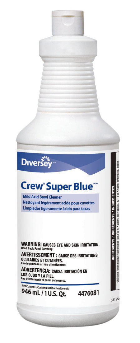 Crew Super Blue Mild Acid Toilet Bowl Cleaner, Citrus Scent, 32 oz.-Diversey Crew Super Blue Toilet Bowl Cleaner Acid Based Manual Squeeze Liquid 32 oz. Bottle Citrus Scent NonSterile