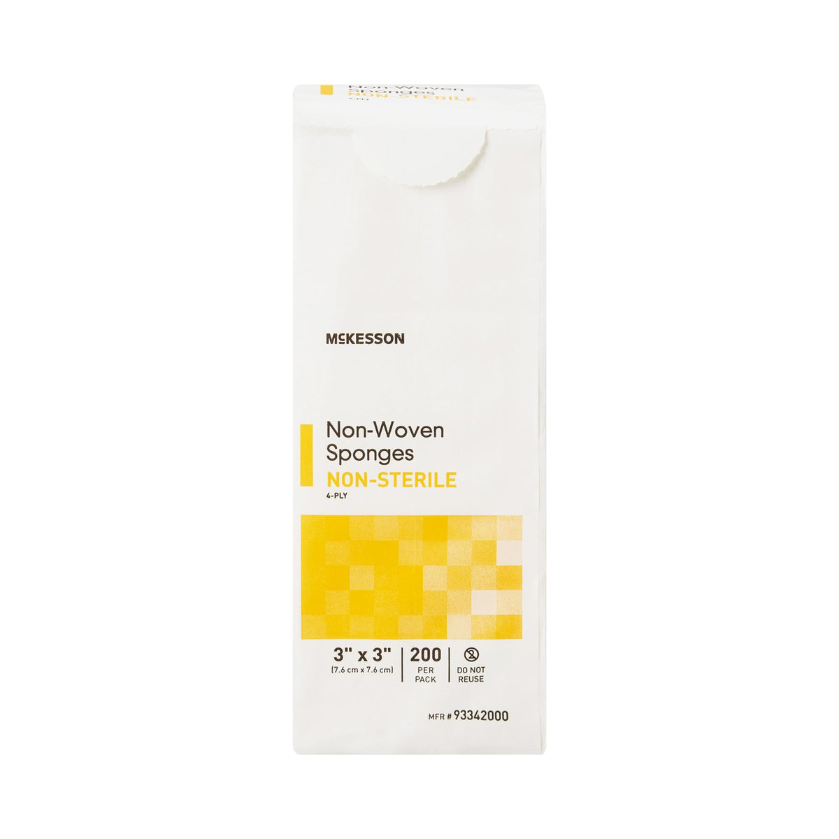 McKesson Nonwoven Sponge, 3 x 3 Inch, 4-Ply-Nonwoven Sponge McKesson 3 X 3 Inch 4-Ply NonSterile 200 per Pack