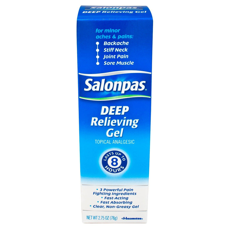 Salonpas Camphor / Menthol / Methyl Salicylate Topical Pain Relief-Topical Pain Relief Salonpas 3.1% - 10% - 15% Strength Camphor / Menthol / Methyl Salicylate Topical Gel 2.75 oz.