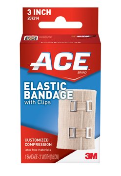 3M Ace Clip Detached Closure Elastic Bandage, 3 Inch Width-Elastic Bandage 3M ACE 3 Inch Width Clip Detached Closure Tan NonSterile Standard Compression