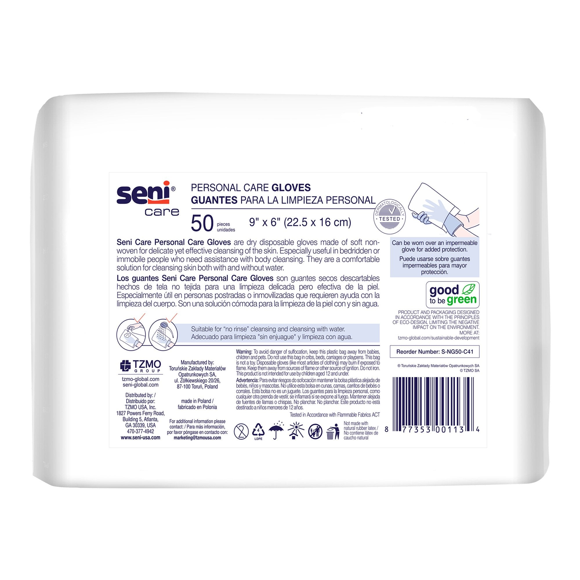 Seni Care Wash Glove-Wash Glove Seni Care 6 X 9 Inch White Disposable