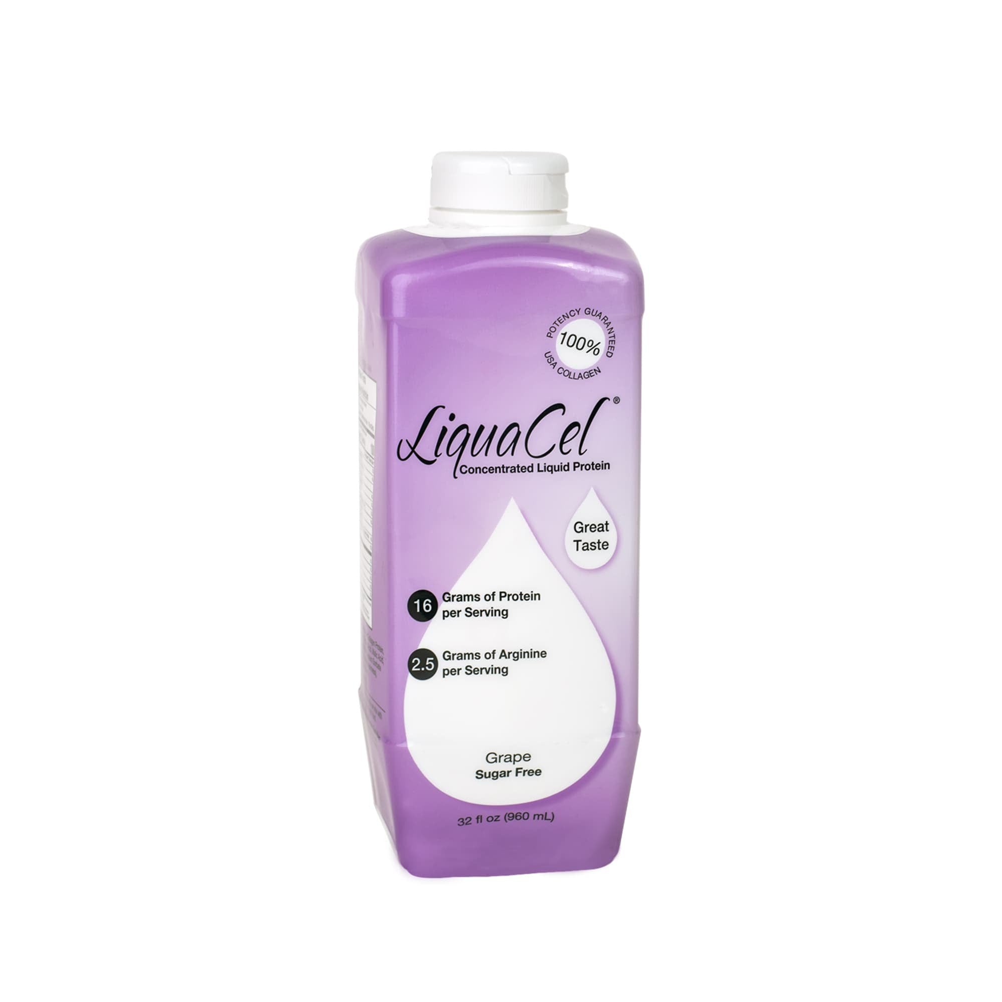 LiquaCel Grape Concentrated Liquid Protein, 32-ounce bottle-Oral Supplement LiquaCel Grape Flavor Liquid 32 oz. Bottle