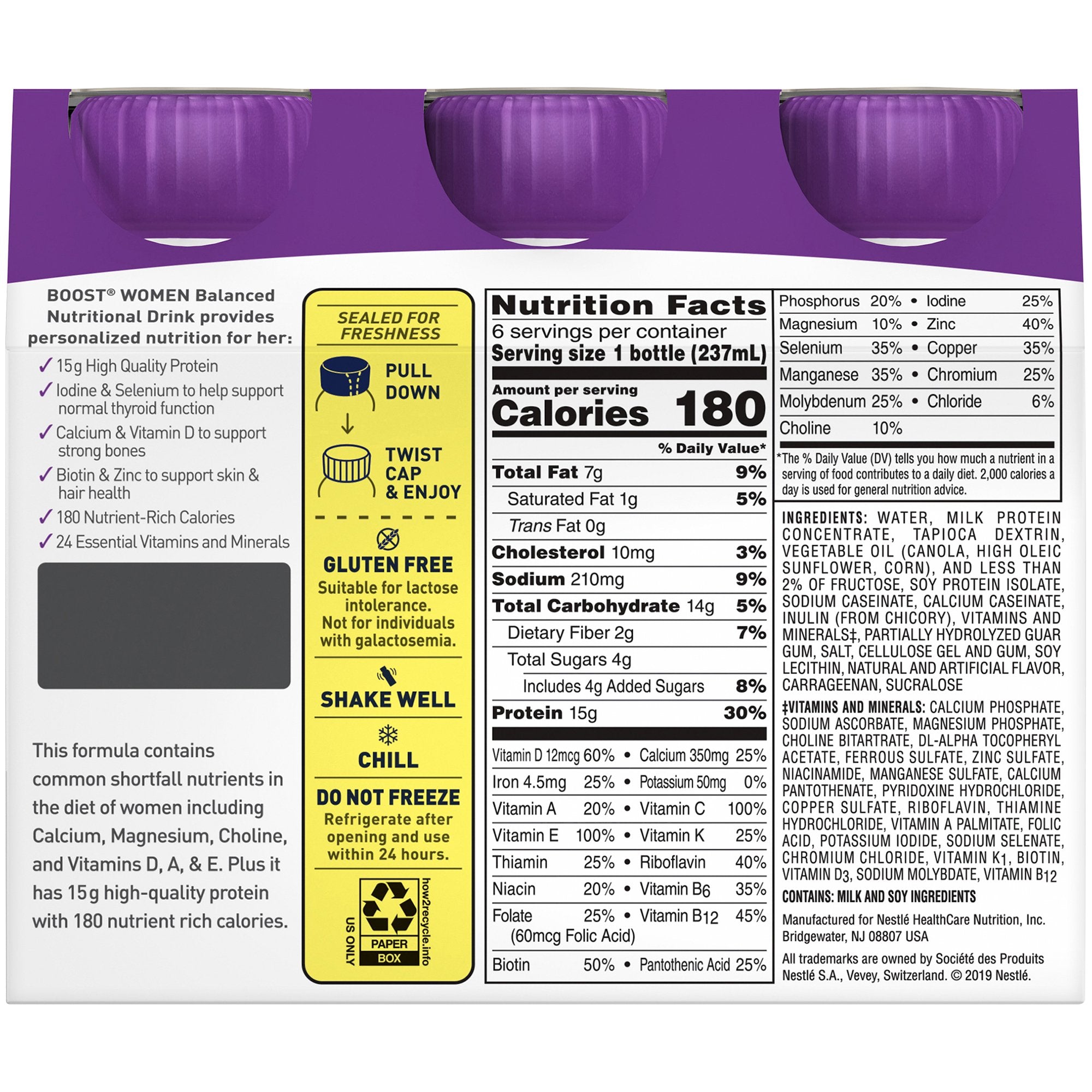 Boost Women Vanilla Balanced Nutritional Drink, 8 oz. Bottle-Oral Supplement Boost Women Very Vanilla Flavor Liquid 8 oz. Bottle