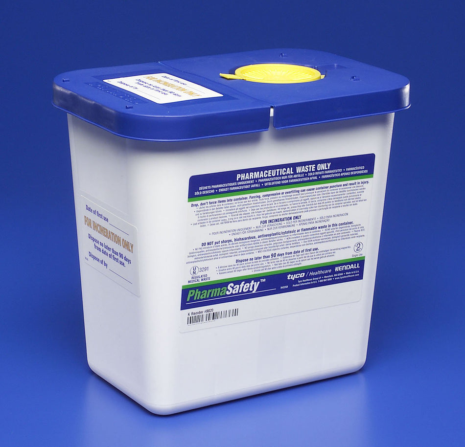 PharmaSafety Pharmaceutical Waste Container, 2 Gallon, 10 x 10 x 7 Inch-Pharmaceutical Waste Container PharmaSafety White Base 10 H X 10-1/2 W X 7-1/4 D Inch Vertical Entry 2 Gallon