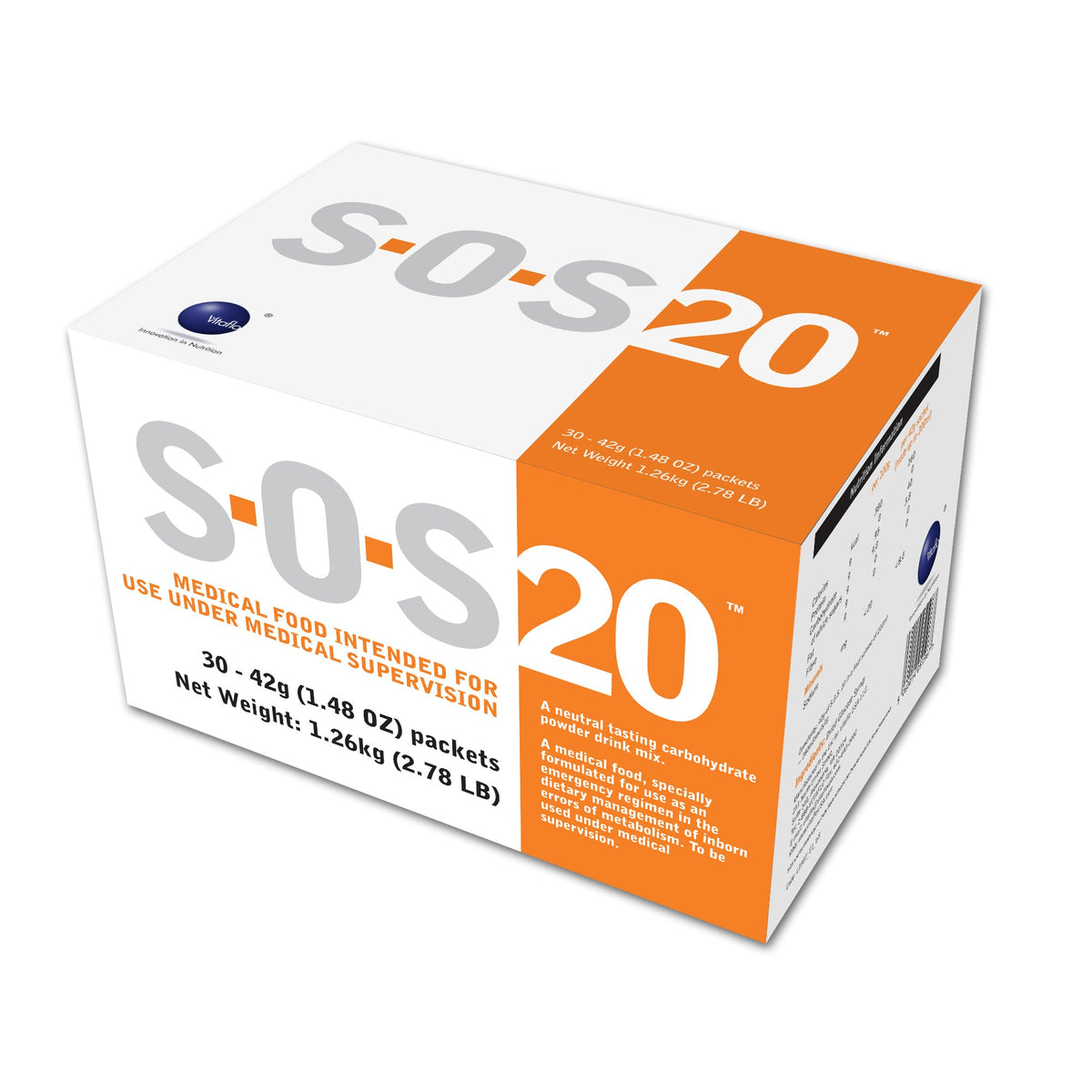 S.O.S. 20 Medical Food for use as an Emergency Regimen in the Dietary Management of Inborn Errors of Metabolism-Oral Supplement S.O.S. 20 Neutral Flavor Powder 42 Gram Individual Packet