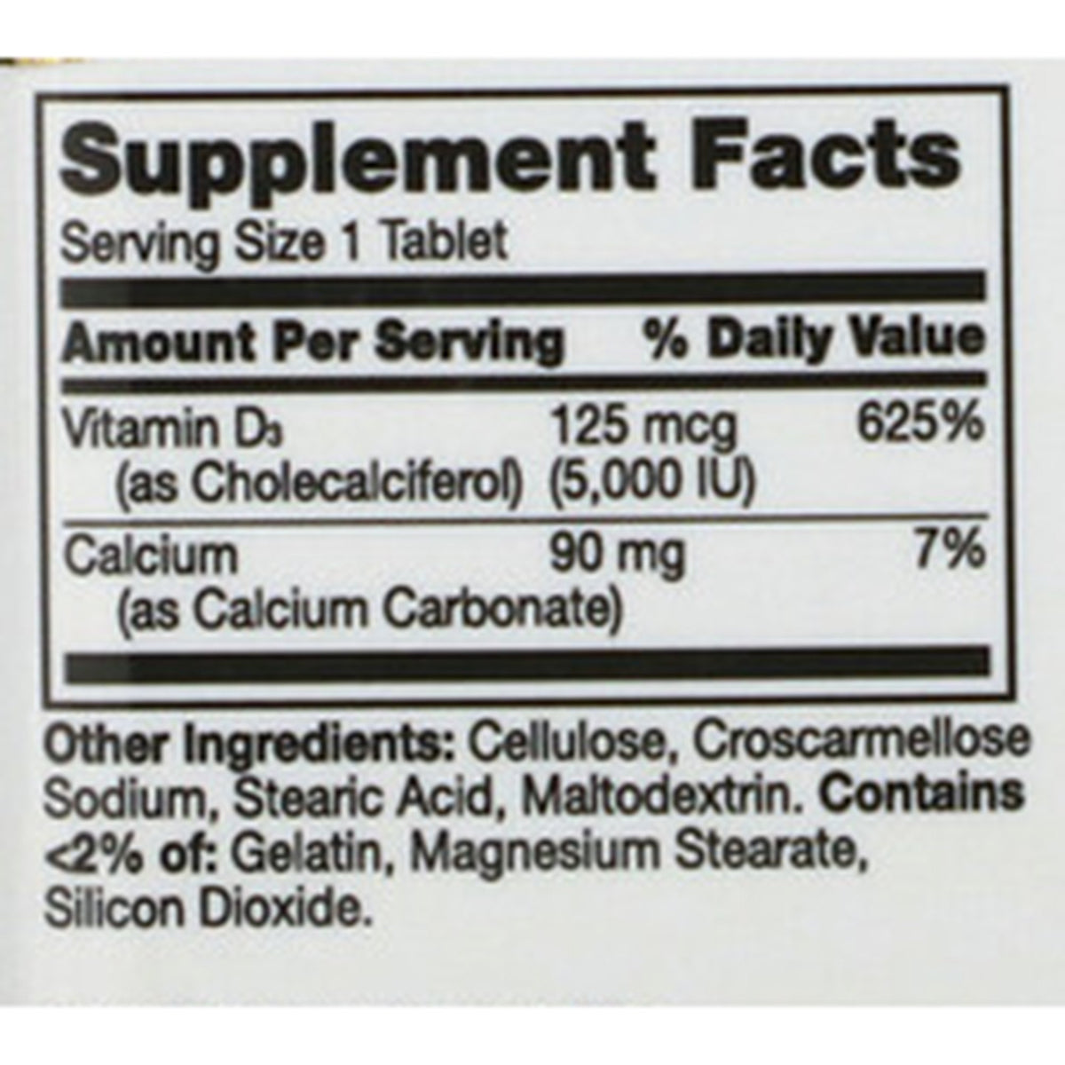 21st Century Vitamin D-3 / Calcium Supplement-"Vitamin Supplement 21st Century Vitamin D / Calcium 5,000 IU Strength Tablet 110 per Bottle"