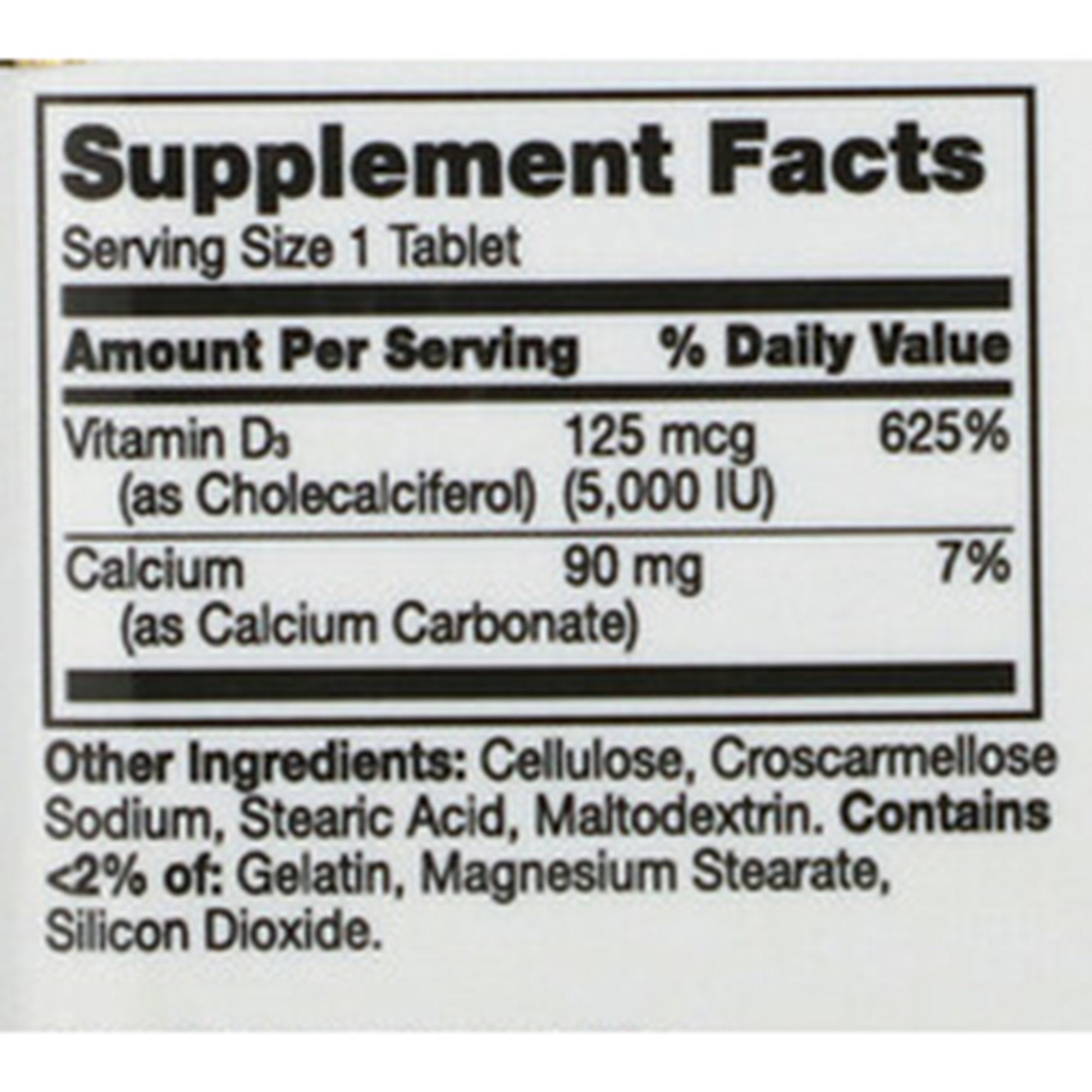 21st Century Vitamin D-3 / Calcium Supplement-"Vitamin Supplement 21st Century Vitamin D / Calcium 5,000 IU Strength Tablet 110 per Bottle"