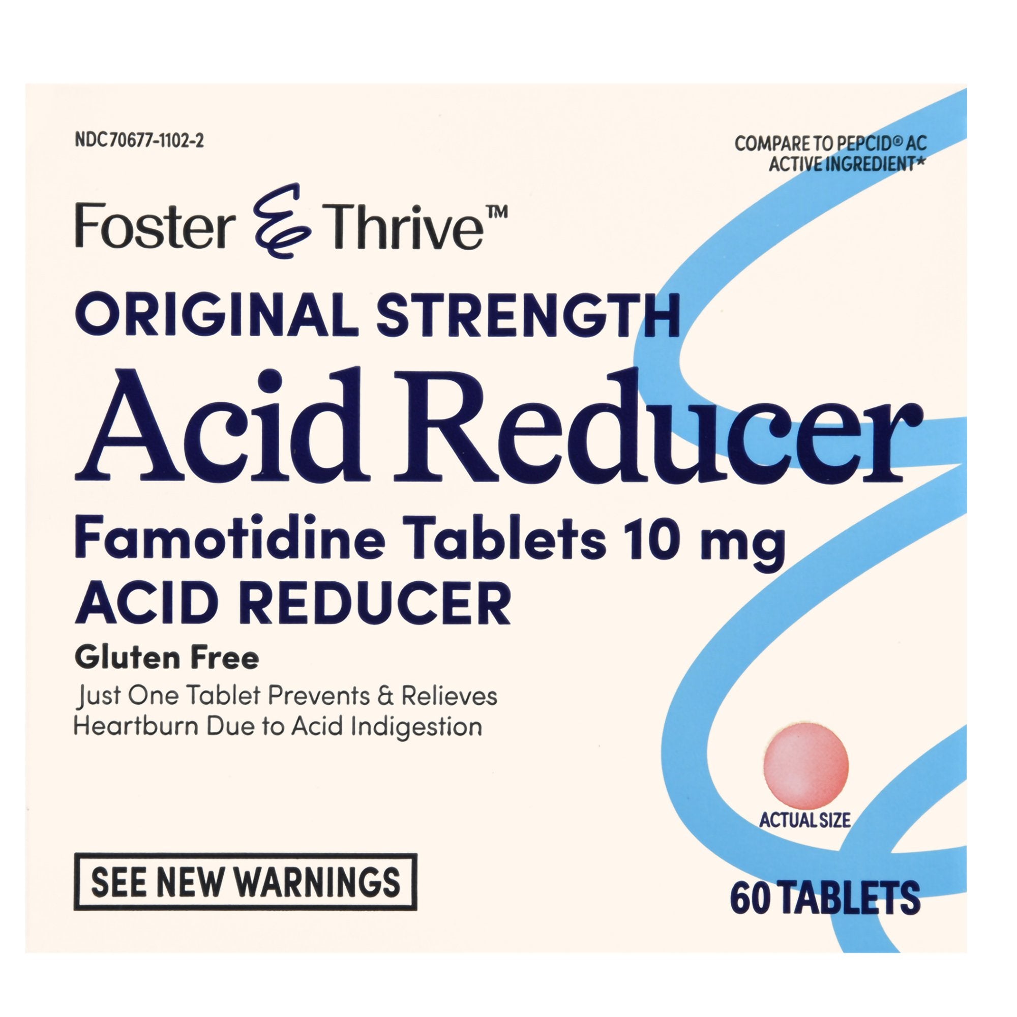 Foster & Thrive Original Strength Acid Reducer Famotidine Tablets 10 mg-Antacid Foster & Thrive 10 mg Strength Tablet 60 per Box
