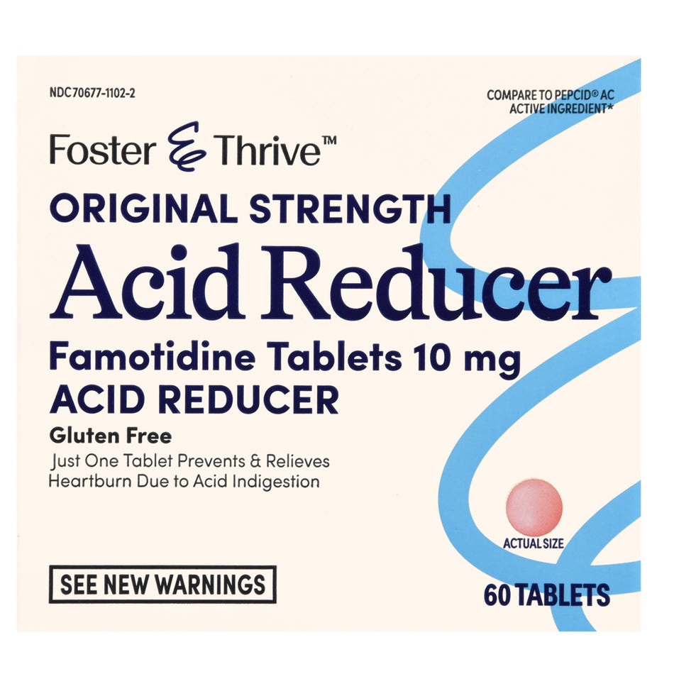 Foster & Thrive Original Strength Acid Reducer Famotidine Tablets 10 mg-Antacid Foster & Thrive 10 mg Strength Tablet 60 per Box