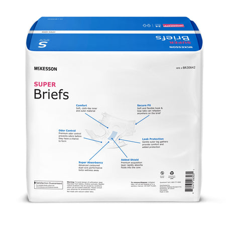 McKesson Super Moderate Absorbency Incontinence Briefs, Small-Unisex Adult Incontinence Brief McKesson Small Disposable Moderate Absorbency