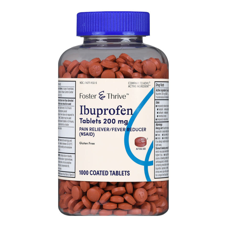 Foster & Thrive Ibuprofen 200 mg Coated Tablets-Pain Relief Foster & Thrive 200 mg Strength Ibuprofen Tablet 1000 per Bottle