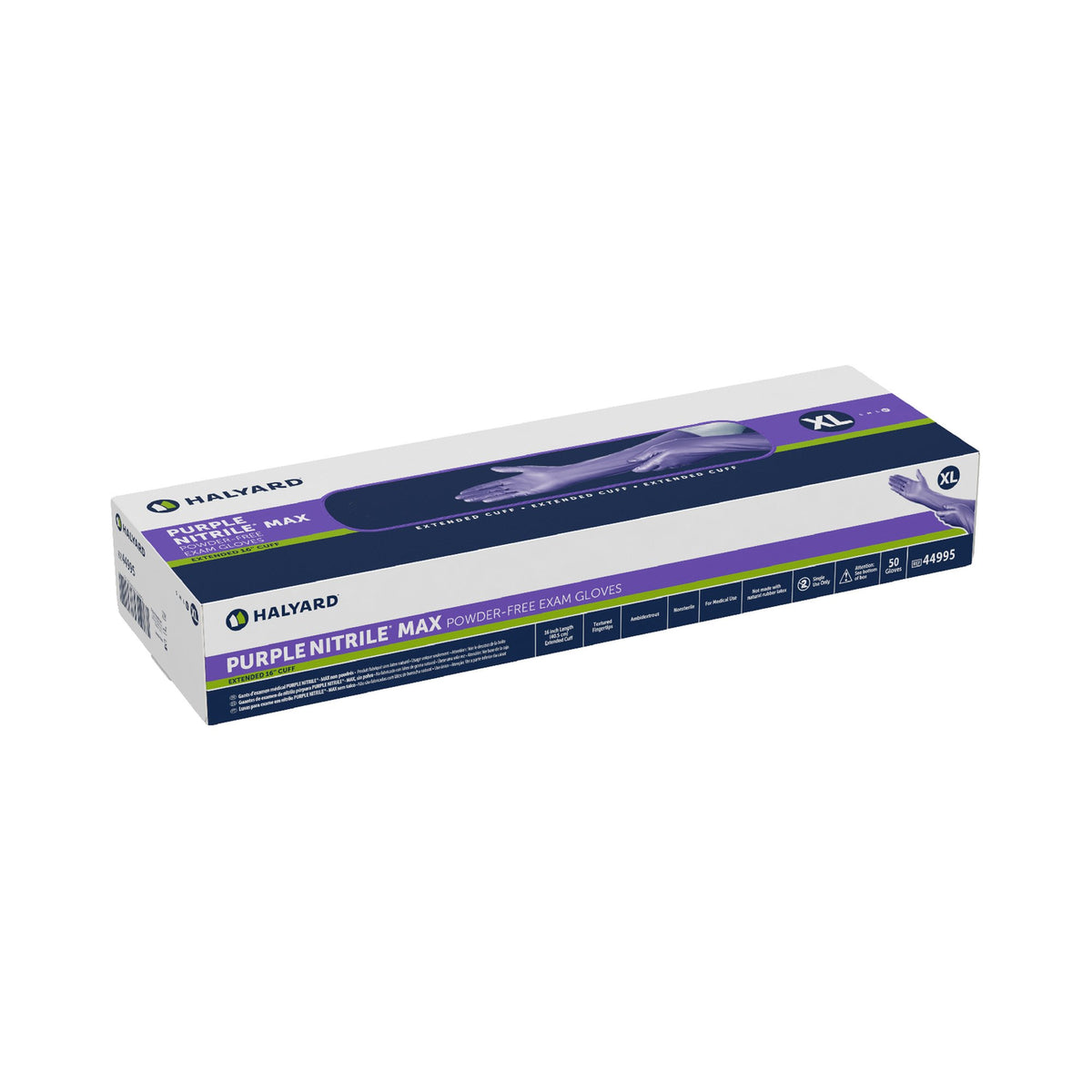 Purple Nitrile Max Extended Cuff Length Exam Glove, Extra Large-Exam Glove Purple Nitrile Max X-Large NonSterile Nitrile Extended Cuff Length Fully Textured Purple Not Rated