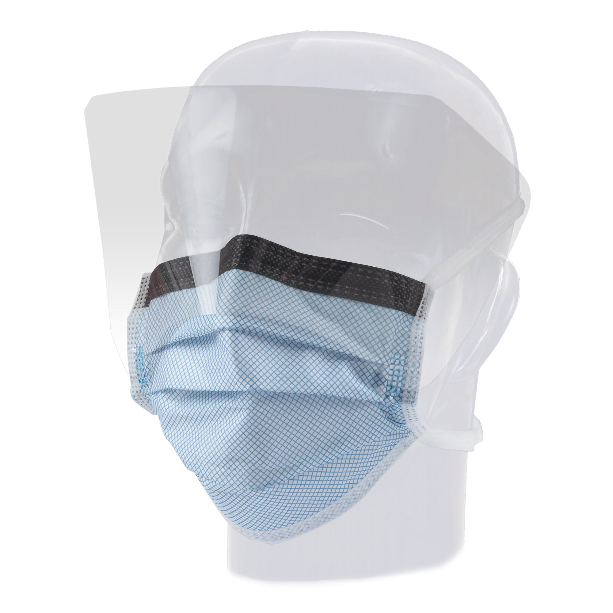 Precept Fluidgard Level 3 Surgical Mask with Eye Shield-Surgical Mask with Eye Shield Precept FluidGard 160 Anti-fog Foam ASTM Level 3 Tie Closure One Size Fits Most