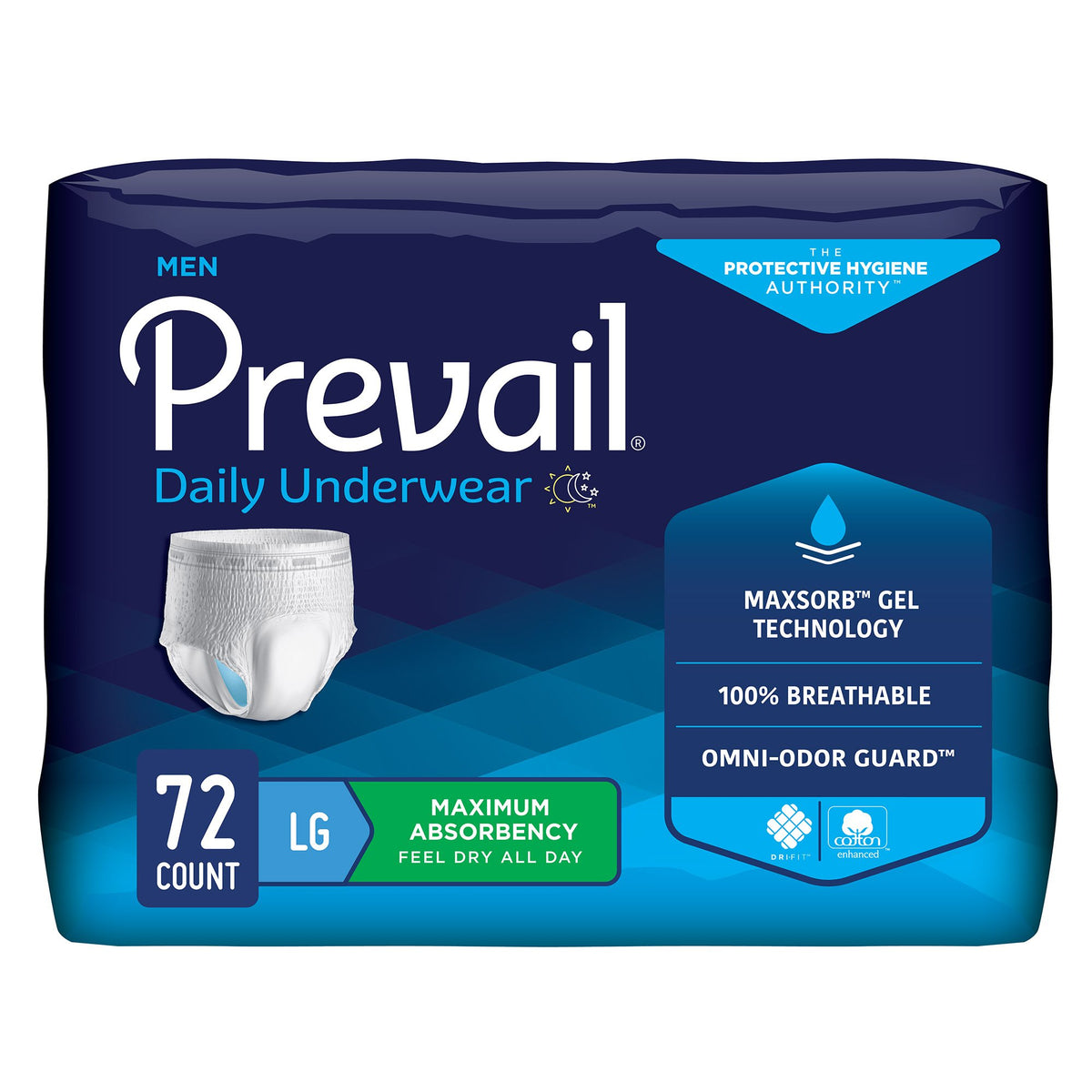 Prevail® Men's Daily Underwear Maximum Absorbent Underwear, Large / Extra Large - Incontinence>Adult Briefs and Protective...