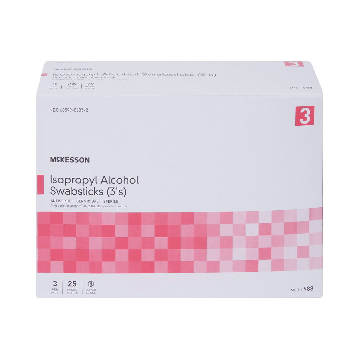 McKesson Impregnated Swabstick, 70% Isopropyl Alcohol-Impregnated Swabstick McKesson 70% Strength Isopropyl Alcohol Individual Packet Sterile