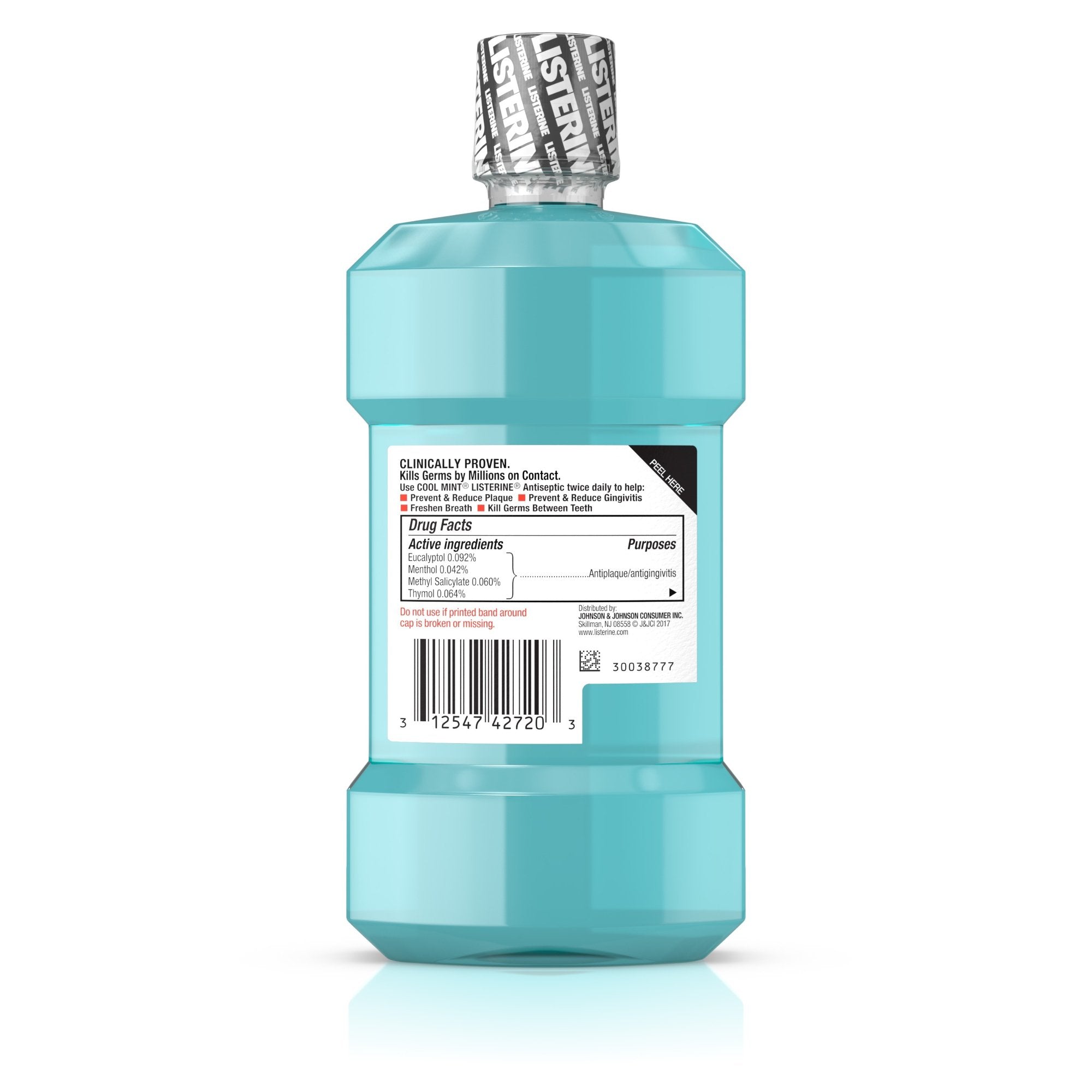 Listerine Cool Mint Antiseptic Mouthwash, 250 mL Bottle-Mouthwash Listerine 250 mL Cool Mint Flavor