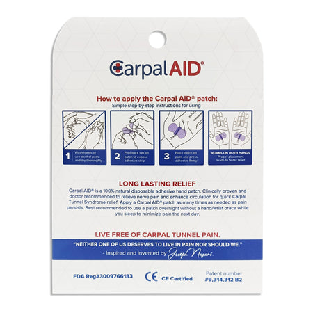 Carpal Aid Patch Hand-Based Carpal Tunnel Support-Hand-Based Carpal Tunnel Support Carpal AID Patch Plastic Left or Right Hand Clear One Size Fits Most