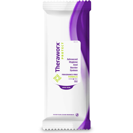 Theraworx Unscented Bath Wipe, 8 Count-Personal Hygiene Barrier Wipe Theraworx Protect Advanced Hygiene Barrier System Soft Pack Unscented 8 Count