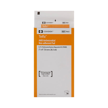 Telfa Impregnated Antimicrobial Dressing, 3 x 8 Inch-Antimicrobial Island Dressing Telfa AMD 3 X 8 Inch Rectangle Sterile