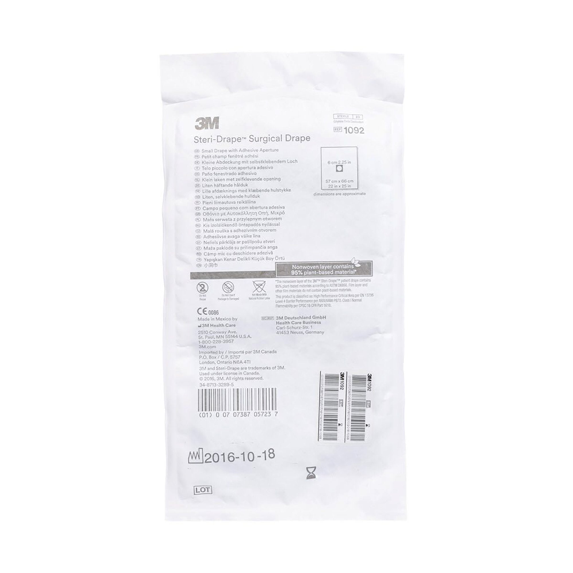 3M Steri-Drape Sterile Small Surgical Drape, 22 x 25 Inch-Surgical Drape 3M Steri-Drape Small Drape with Aperture 22 W X 25 L Inch Sterile